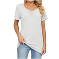 thumbnail image 1 of Timegard Hauts pour Femmes Manches Courtes Col en V Froncé Blouse Confortable Tunique Décontractée à Porter avec des Leggings, 1 of 6