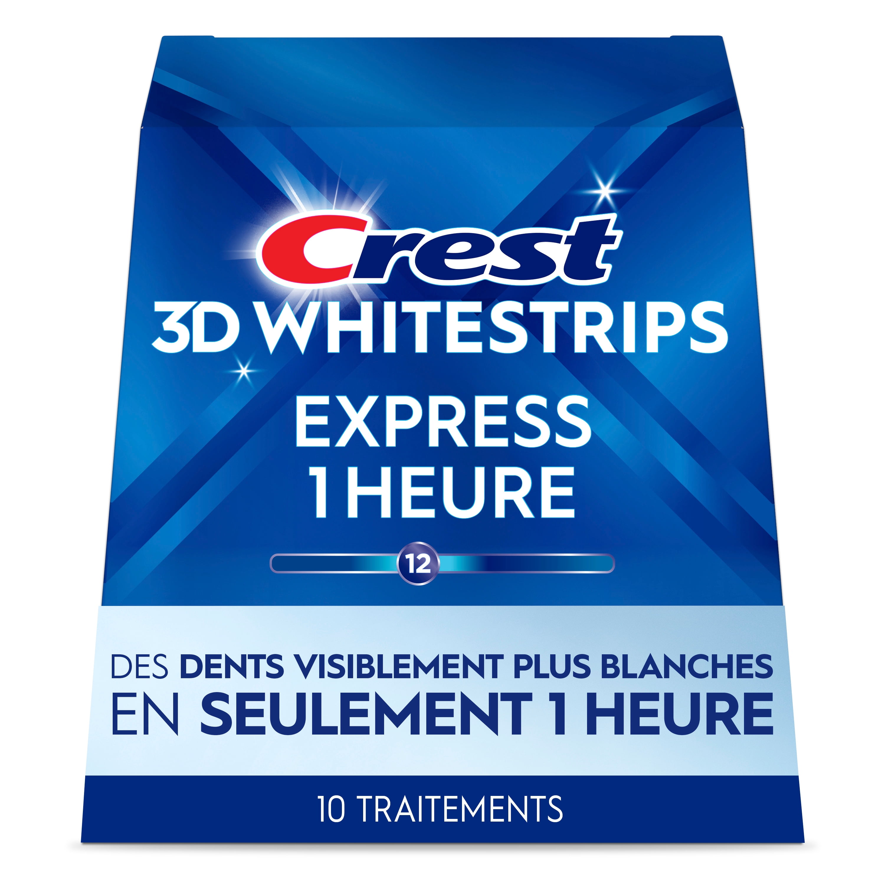 Crest 3D Whitestrips 1 Hour Express At-home Teeth Whitening Kit, 10 Treatments, 12 Levels Whiter
