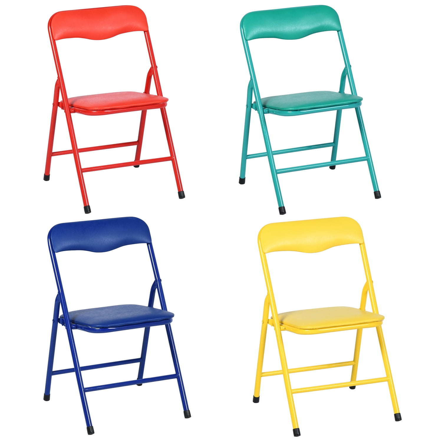 Homy Casa 5-Piece Preschool Activity Table Set, Foldable 24-Inch Kids Table with 4 Colourful Steel Frame Chairs