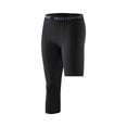 thumbnail image 1 of Mens 3/4 Compression Pants Workout Leggings Tights Base Layer Pants for Running M Black Left Short, 1 of 8