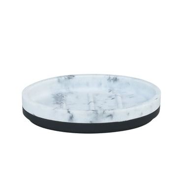 Porte-savon noir avec garniture en faux marbre hometrends
