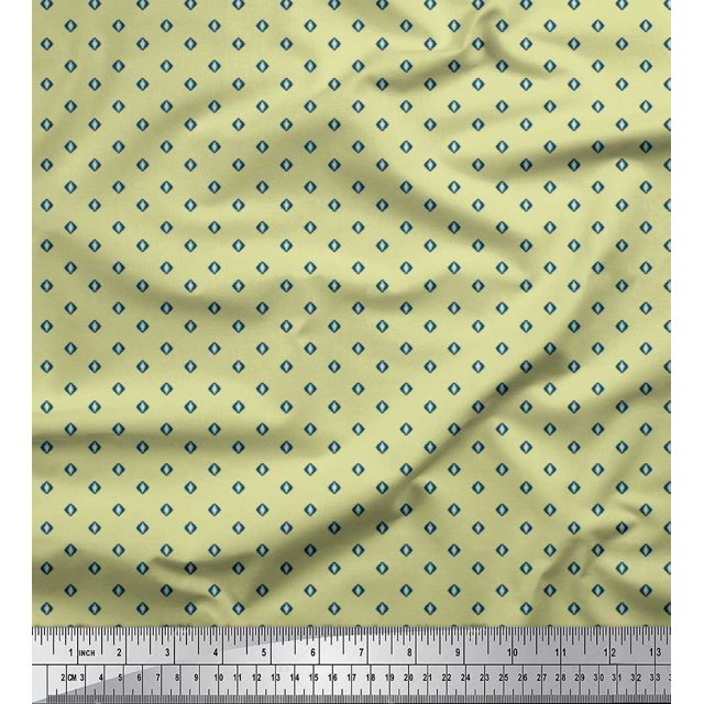 Soimoi Polyester Crepe Fabric Geometric Small Printed Fabric 1 Yard 42 Inch Wide