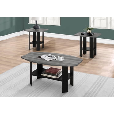 Monarch Specialties Ensemble De Table, Ensemble 3pcs, Café, Bout, Côté, Accent, Salon, Stratifié, Noir, Gris, Transitionnel