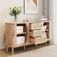 thumbnail image 2 of MODERNLUXE Rattan Sideboard Buffet Cabinet with Storage, Credenza Accent Cabinet with 3 Drawers,Sliding Doors and Adjustable Shelves,Coffee Bar for Kitchen, Living Room,Natural, 2 of 9
