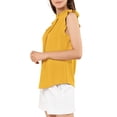 thumbnail image 4 of INSPIRE CHIC Women's Sleeveless Blouse Ruffled Pleated Wear-to-Work Chic Blouse XS Yellow, 4 of 7