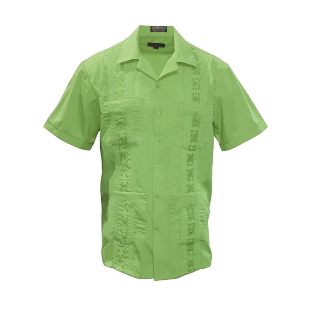 Gravity Threads Chemise d'Été Guayabera pour Homme - Vert Pomme - Grand
