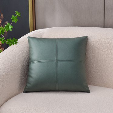 Fridja Liquidation d'Été Housse de Coussin Patchwork, Carrée Couleur Unie Toucher Cuir Douce Agréable pour la Peau Imperméable Étui de Coussin Décoratif pour Bureau Canapé Sofa Lit Voiture, 17.7"x17.7 Pouces, Bleu