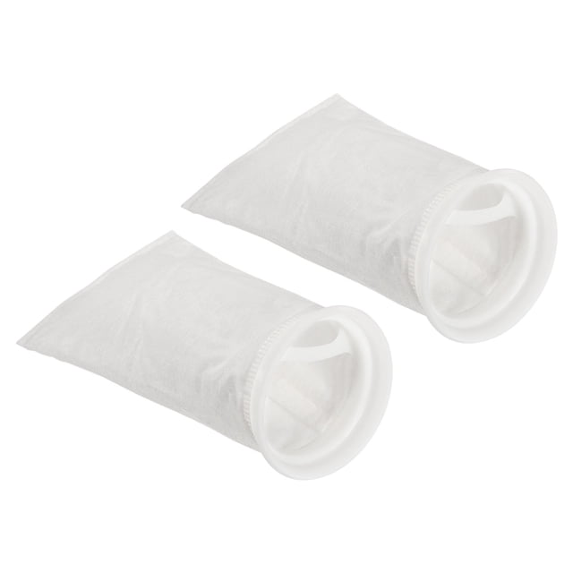 Unique Bargains 4'' Ring Filter Socks 200 Micron Pool Skimmer Basket, White 2 Pack