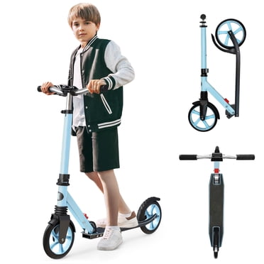 UPGO Kick Scooter for Ages 6+,Kid, Teens & Adults. Max Load 240 LBS. Foldable, 8 IN Big Wheels, 4 Adjustable Levels, Lightweight