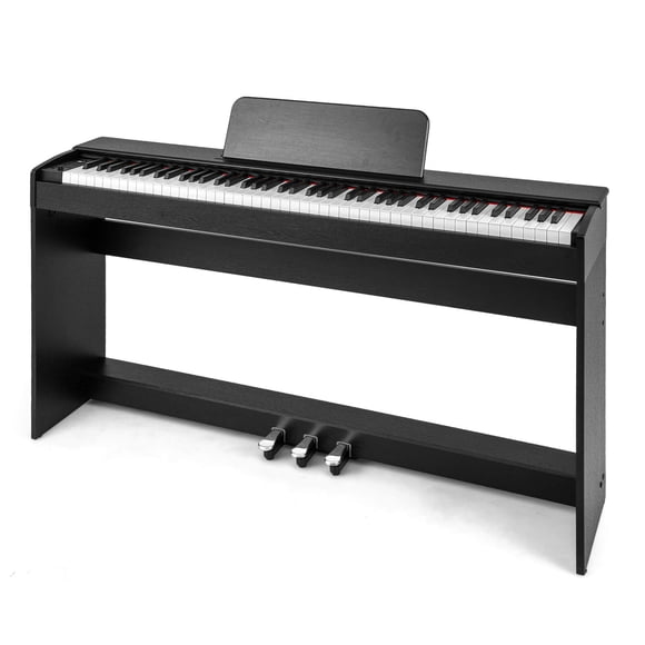 Costway 88-Key Hammer Action Weighted Keyboard Electric Piano with Stand & Triple Pedals
