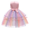 thumbnail image 3 of Yanlir Robe en Gaze pour Filles, Robe en Maille Sans Manches à Col Rond pour Enfants avec Nouveau Motif pour un Style Adorable et Décontracté 6 Mois-13 Ans (Rose, 3-5 Ans), 3 of 3