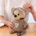 thumbnail image 2 of Children Coin Piggy Bank Money Box Cartoon Clothes Bear Plastic Transparent （Cream Colored）, 2 of 9