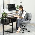 thumbnail image 2 of HOMCOM Armless Office Chair with Wide Thick Padded Seat,Tilt Function, Grey, 2 of 9