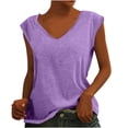 thumbnail image 1 of Pompotops Womens Solid Color Cap Sleeve Blouses T-Shirt Casual Loose Fit Basic Shirts Tank Tops, 1 of 8