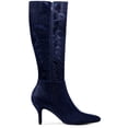 thumbnail image 3 of Unique Bargains Bottes Hauteur Genou à Talon Aiguille Scintillantes à Bout Pointu pour Femme Bleu Foncé (Taille 11), 3 of 8