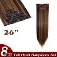 thumbnail image 2 of Straight Full Head Clip in Hair Extensions Synthetic 8 Pieces 18 Clips Hairpiece for Women, 2 of 5