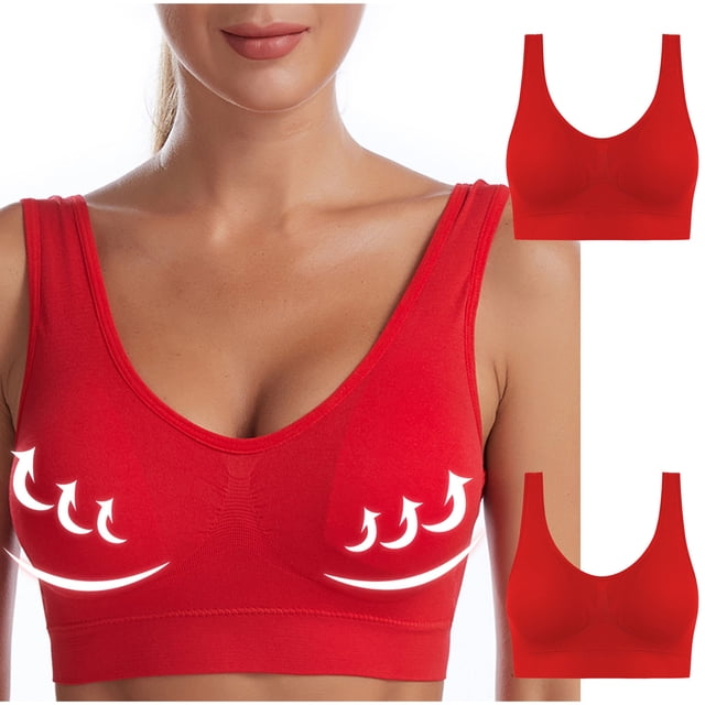 BVOFAR Sports Comfort Bras for Women 2 Pcs Seamless Wireless Yoga Bra with Removable Pads Plus Size Full Coverage Bralettes