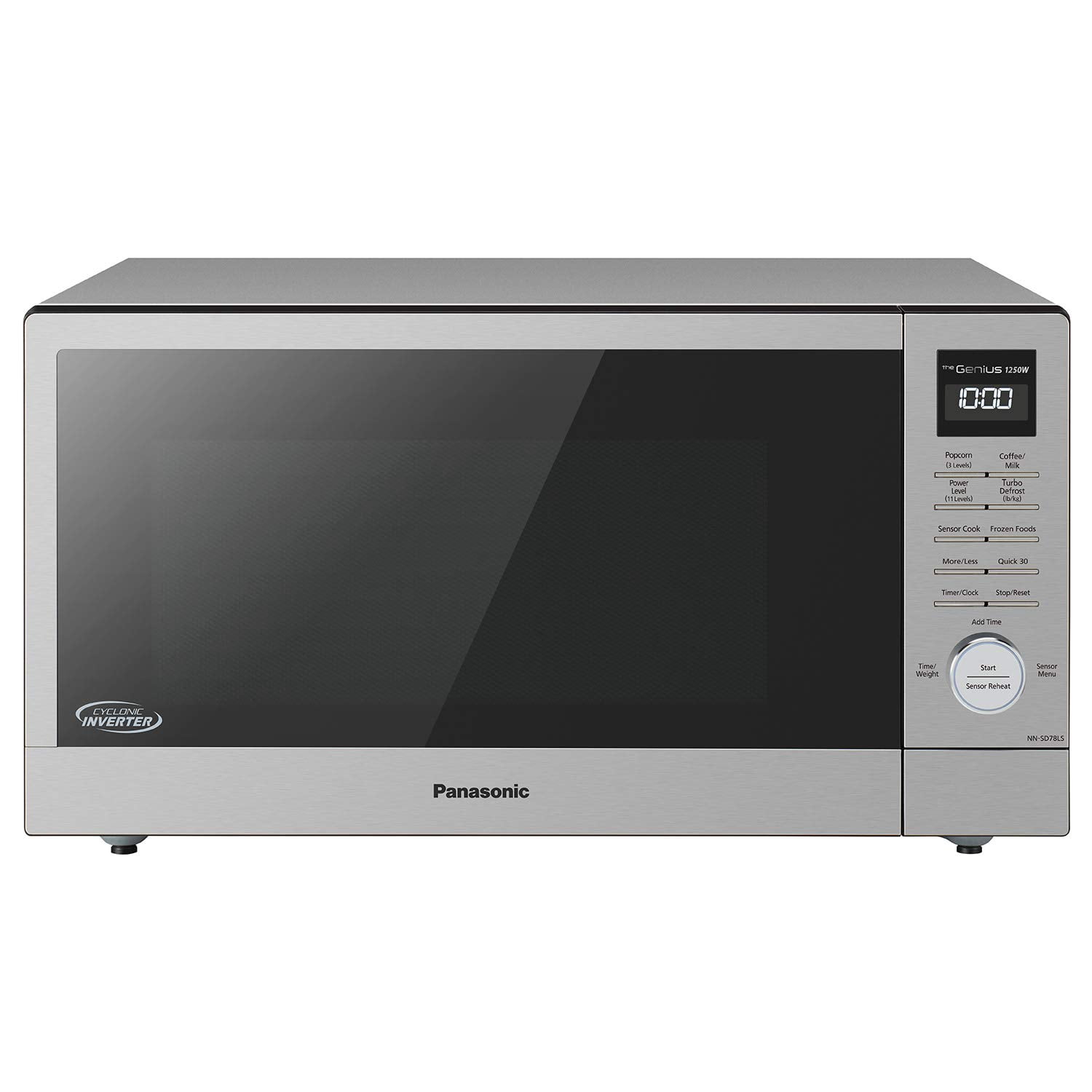 Panasonic NN-SD78LS 1.6 cu.ft Cyclonic Inverter Countertop Microwave Oven 1250Watt Power with Genius Sensor Cooking, cft, Stainless Steel