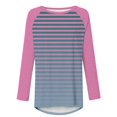 thumbnail image 4 of Blouses à Manches Tunique Hauts pour Femmes Tendance Col Rond Raglan Manches Longues Chandail Automne Mode Décontractée Rayée Ample Blouses Surdimensionnées S-106 Rose-A TTG, 4 of 5