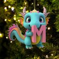 thumbnail image 1 of Fridja Personalized Dinosaur Christmas Ornament 26 Letters Hanging Pendant Ornaments 2024 Plastic Initial Monogram Xmas Tree Decorations with Hanging Rope Unique Customized Fun Gift for Kids (M), 1 of 4