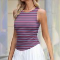thumbnail image 2 of Plebaso Womens Slim Striped Tank Tops Sleeveless Crewneck Ruched Blouses Summer Casual Basic Tee Tops, 2 of 5