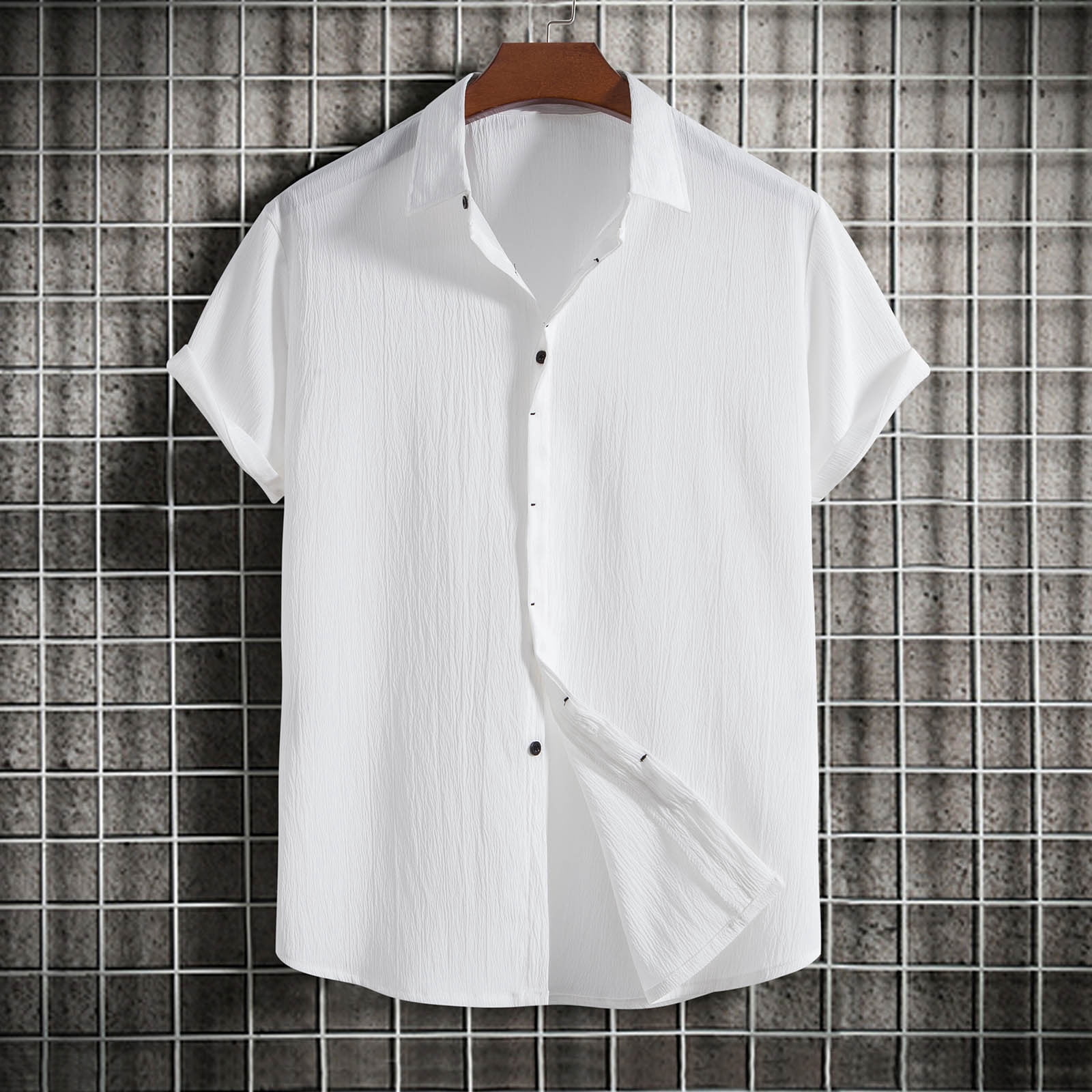 zanvin Hauts d'Été, Chemise Décontractée pour Homme Unie à Col Rabattu à Manches Courtes avec Fermeture à Boutons, Blouse Hawaïenne