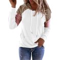 thumbnail image 1 of MAWCLOS Ladies T-shirt Color Block Sweatshirt Long Sleeve Pullover Loose Fit Work Hooded Neck Hoodies White S, 1 of 2