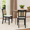 thumbnail image 2 of Costway Farmhouse Rattan Dining Chair Set of 2 Fabric Upholstered Kitchen Chairs, 2 of 10