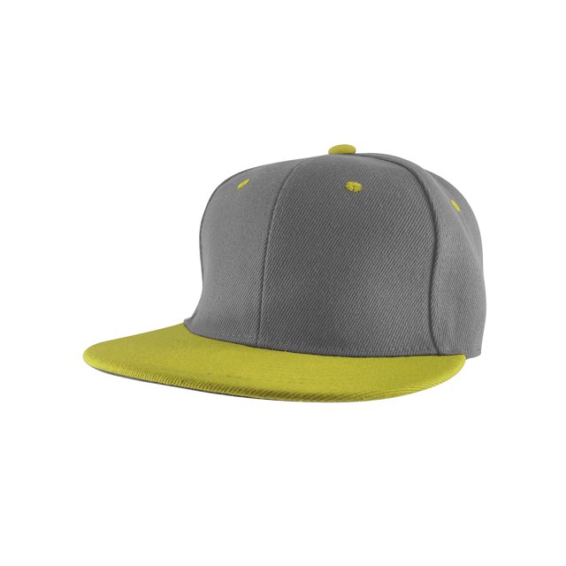 Top Headwear Flat Bill Adjustable Snapback Cap - Grey/Yellow