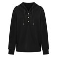 thumbnail image 3 of LUXUR Sweat à Capuche pour Femmes Pull à Manches Longues Décontracté Col en V Noir 5TG, 3 of 4