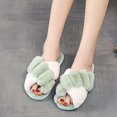 thumbnail image 3 of Coofit Cross Band Slippers Plush: Non-skid Fluffy Slippers Open Toe Slippers for Women, 3 of 10