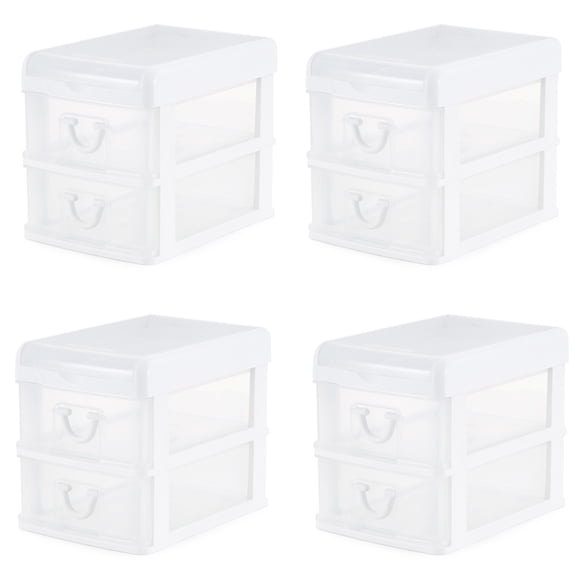 Gracious Living 2 Drawer Desktop Organizer w/ Flip Top Lid (4 Pack)