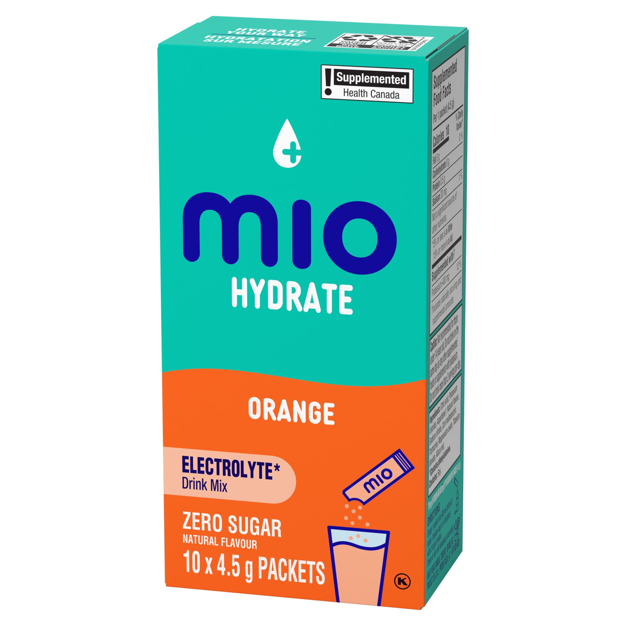 Hydrate Aromatisant D'Eau Liquide Orange Avec Électrolytes, 5 G Paquets, 10 Ct Boîte