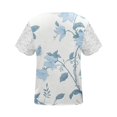thumbnail image 5 of EGNMCR T-Shirts pour Femmes Femmes Mode Été Pli Imprimé Régulier Femmes Manches Courtes Col en V Bouton Haut, 5 of 5