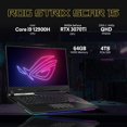thumbnail image 2 of ASUS ROG Strix Scar 15 Gaming Laptop, 15.6" QHD 240Hz Display, Intel Core i9 12900H, 64GB DDR5, 4TB SSD, NVIDIA GeForce RTX 3070 Ti, Per-Key RGB Keyboard, Wi-Fi 6E, Black, Win 11 Pro, 32GB USB Card, 2 of 9