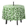 thumbnail image 1 of Vargottam Nappe d'Intérieur/extérieur 58 pouces avec trou de parapluie et Fermeture Éclair, Nappe imperméable à l'eau, Couvre-Tables pour Table de Cour Arrière - Vert et Blanc, 1 of 7