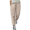 thumbnail image 1 of VEKDONE Womens Linen Long Pants Beige L, 1 of 5