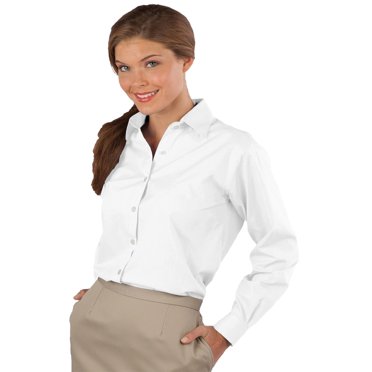Edwards Garment Women's Long Sleeve Oxford Shirt Small White