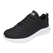 Mens Running Sneakers Mens Shoes Casual Fashion Large Size Leather Solid Color Lace Up Casual Shoes Running Sneakers Male Shoes(White,11)