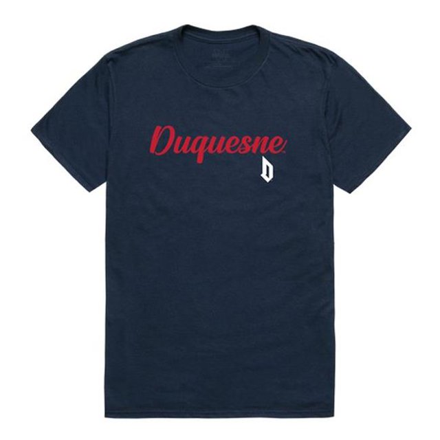 W Republic 554-293-NVY-02 Men Duquesne Dukes Script T-Shirt, Navy - Medium