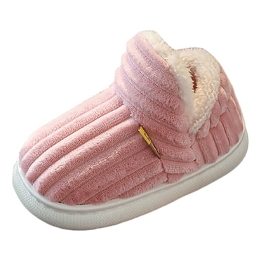 Pantoufles pour Enfants Garçons Tout-Petits Automne et Hiver Filles et Garçons Pantoufles en Coton Simples Chaudes et Antidérapantes Intérieur Maison Chaussures en Peluche en Coton (Rose, Tout-Petit 9.5)
