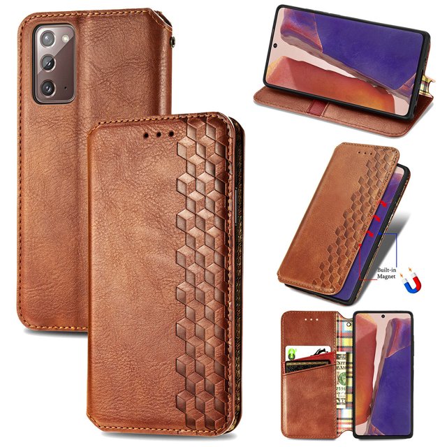 Case for Samsung Galaxy Note 20 Flip Cover Wallet Flip Cover Magnetic Protective - Marron