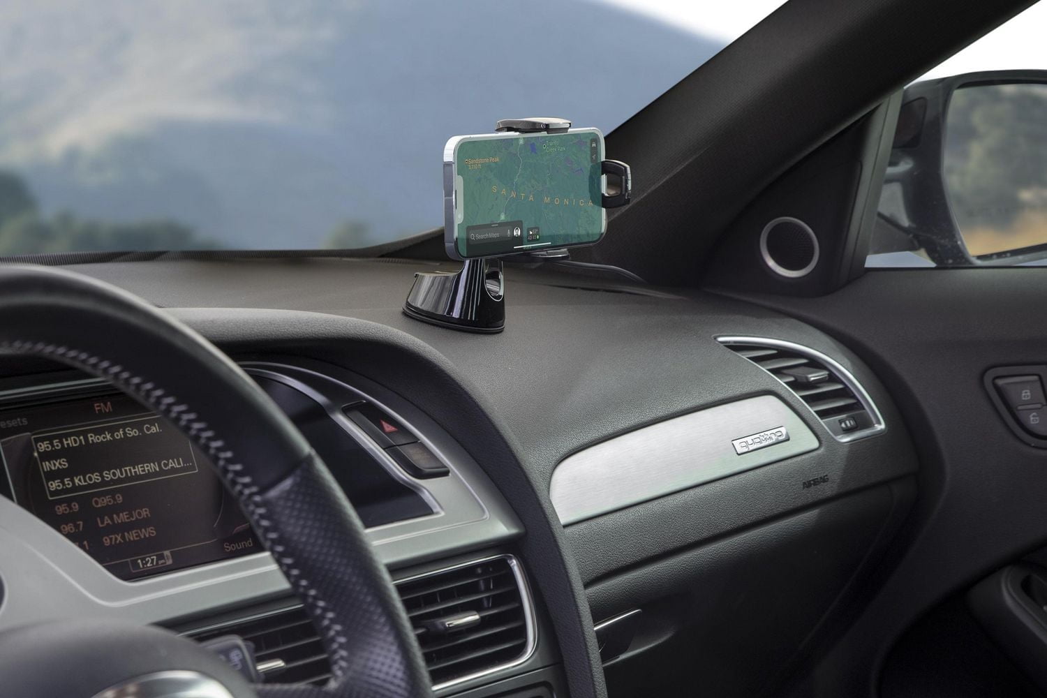 Scosche UQ3WDV-SP Qi-enabled Wireless Charging Universal Phone Mount w/ Stick Grip Black