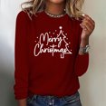 thumbnail image 2 of Timegard Womens Tops Merry Christmas Print Long Sleeve Crewneck Pullover Casual Loose Comfy Tops Fall, 2 of 4