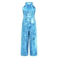 thumbnail image 4 of Xnihocha Combinaison à Sequins Brillants pour Filles, Col Halter, Combinaison de Concours, Costume Formel, Robe de Soirée, Bleu Ciel 8, 4 of 7