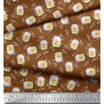 thumbnail image 2 of Soimoi Brown Velvet Fabric Swirl & Fruit Jar Kitchen Printed Fabric 1 Yard 58 Inch Wide, 2 of 3