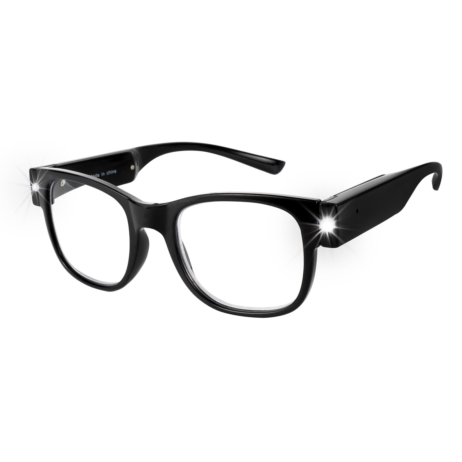 OuShiun USB Rechargeable Led Reading Glasses Lighted Eyewear for Women Men (Black, 2.0X)