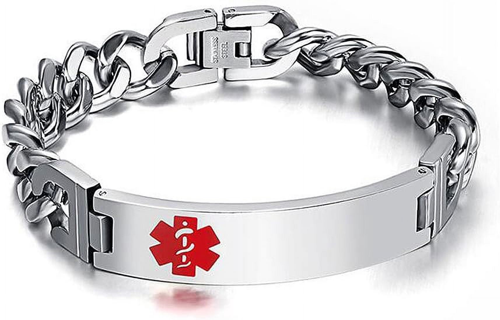 ORUYROP Stainless Steel Medical Alert Bracelet For Men