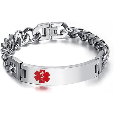 ORUYROP Stainless Steel Medical Alert Bracelet For Men