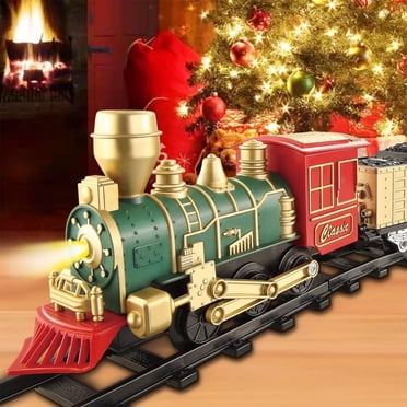 Ensemble de Voie Ferrée de Noël, Jouet de Train Électrique pour Enfants avec Lumières et Musique, Assemblage de Voie Bricolage, Locomotive et Wagon à Thème Festif, Cadeaux de Noël pour Enfants, Famille et Amis, 3+ Ans
